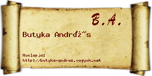 Butyka András névjegykártya